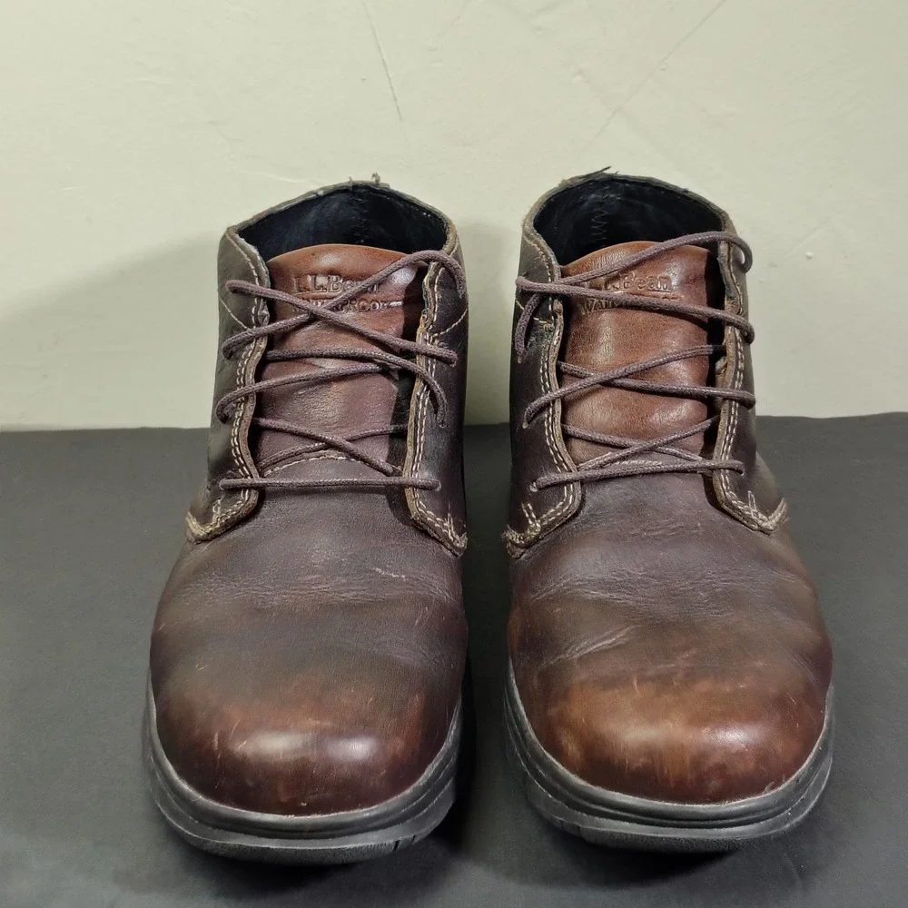 LL Bean Boots Mens 9 Brown Leather Waterproof Chukka 270751 Lace Up Ankle Shoes